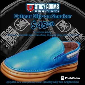 Stacy Adams Delmar Slip-On Sneaker | French Blue Men's 7M | SN 25508-420 (NEW)